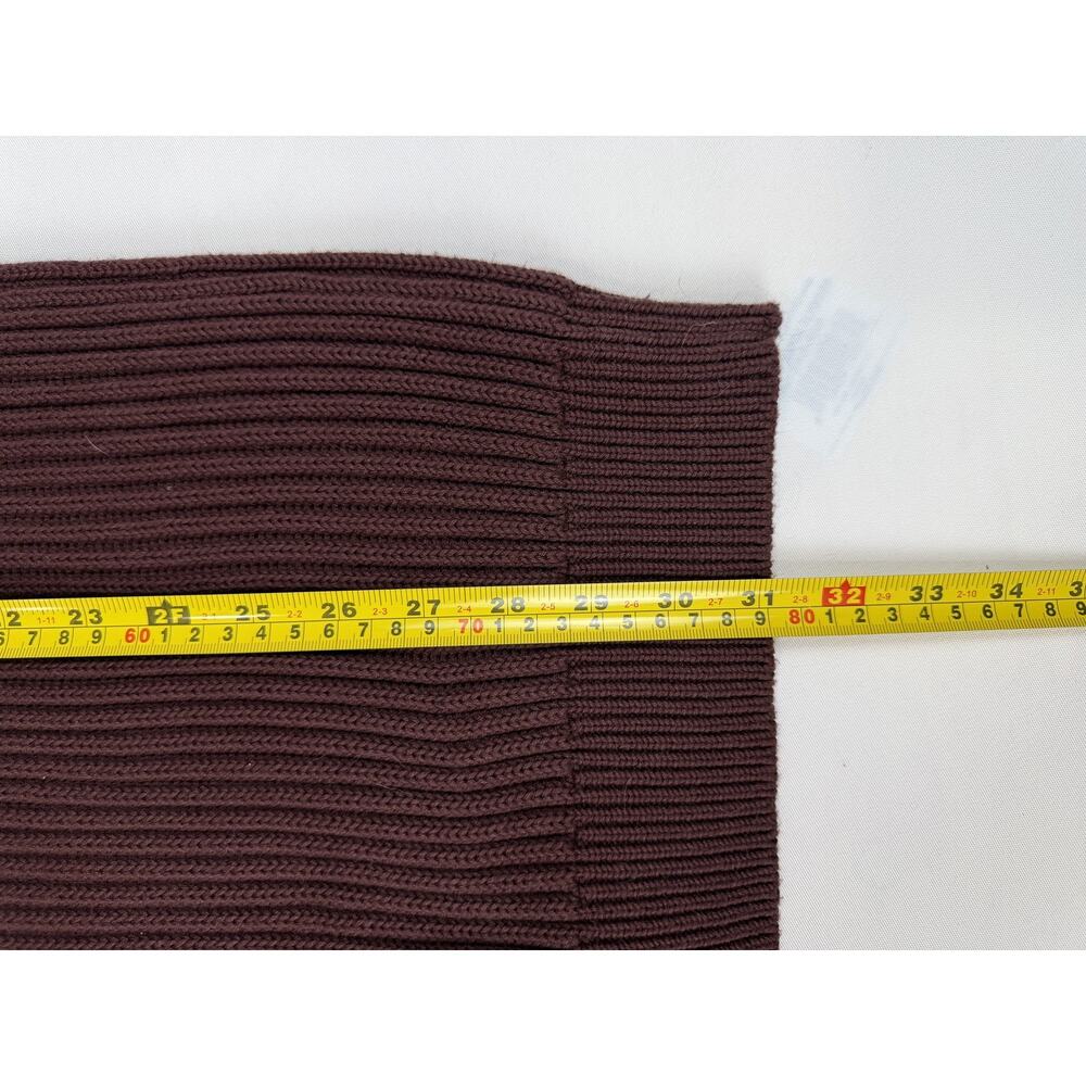L.L. Bean Ribbed Cotton Full Zip Mock Neck Sweater XL Tall Burgundy Cardigan - Picture 6 of 8